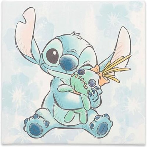Open Road Brands Disney Lilo and Stitch with Scrump Gallery Wrapped Canvas Wall Art - Sweet Stitch Wall Decor for Nursery or Bedroom
