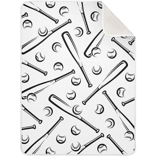 Baseballs White Black Baby Swaddle Blanket for Boys and Girls, Muslin Baby Receiving Swaddle Blanket, Soft Cotton Nursery Swaddling Blankets for Newborn Toddler Infant