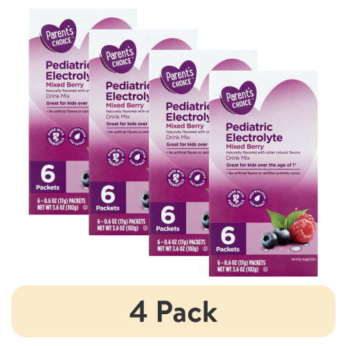 (4 pack) Parent's Choice Pediatric Electrolyte Liquid Drink Mix, Mixed Berry, 3.6 oz, (6 Pack)