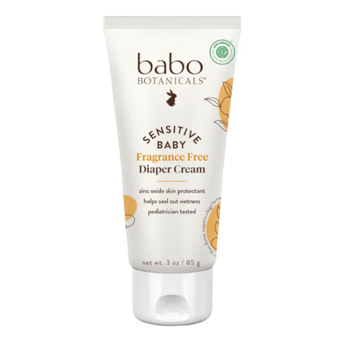 Babo Botanicals Sensitive Baby Fragrance-Free Diaper Cream - 25% Natural Zinc Oxide - Calendula, Shea & Cocoa Butter - EWG Verified - Vegan- From birth on