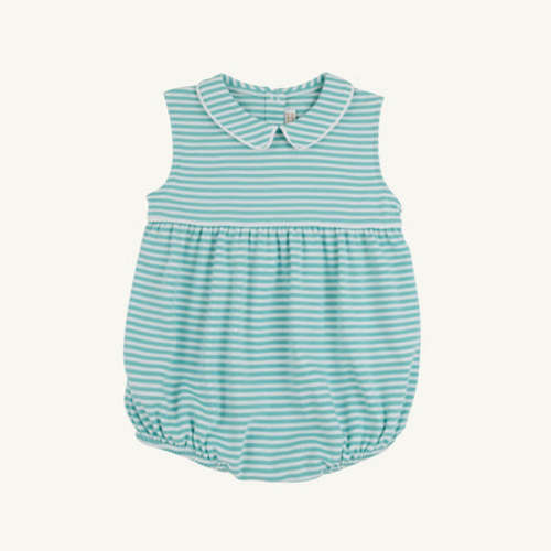 Sleeveless Bradford Bubble - Turks Teal Stripe with Worth Avenue White