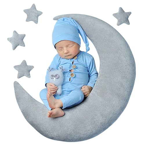 IGMaryBox Baby Moon Star Pillow Infant Posing Pillow Newborn Photography Prop Newborn Photography Posing Pillows Grey
