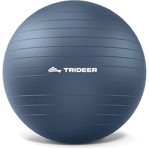 Trideer Exercise Ball for Yoga, Pilates & Fitness – Stability Ball Equipment for Home Gym & Office Chair, Core & Balance Training Accessories, Physical Therapy Equipment, Quick Pump Included, 5 Sizes