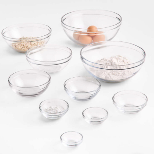 Anchor Hocking Glass Mixing Bowls, Set Of 10