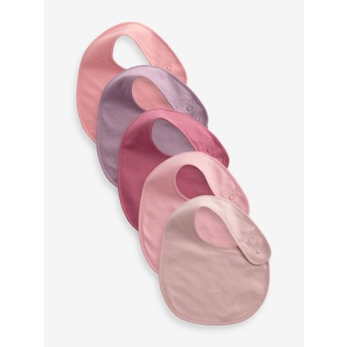 Pink Plain 5 Pack Baby Bibs