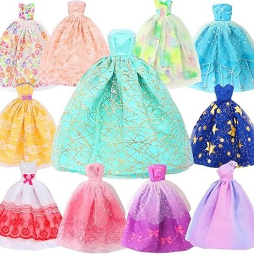 5 Pcs Handmade Wedding Dress Party Gown for 11.5 Inch Girl Doll Clothes Accessories Random Clothing Set