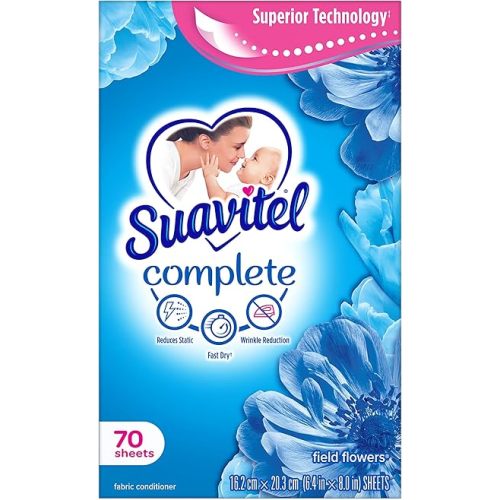 Suavitel Complete Fabric Softener Dryer Sheets, Field Flowers – 70 count