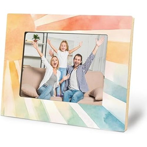 Boho Rainbow Sunshine Nursery Picture Frame 5x7, Boho Photo Frame, Abstract Sunshine Sunrise Sunset Picture Photo Frames for Kids Room Nursery Home Tabletop Desk Shelf Decor