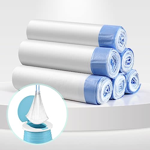 VISATOR Portable Travel Potty Chair Liners Bags Universal with Drawstring, 90 PCS (18 * 20INCH) (White)