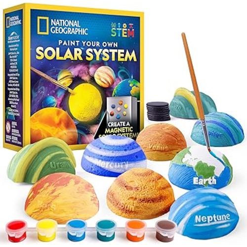National Geographic Magnetic Solar System Painting Kit – 3D Magnet Making Kit, Paint 8 Planets & The Sun, Craft Kit with Paints, Brushes, Magnets & More, Kids Art Kit, DIY Magnets