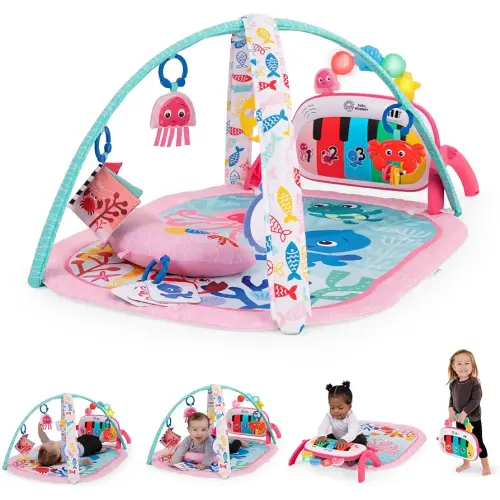 Baby Einstein Ocean Explorers 4-in-1 Kickin Tunes Jellyfish Jamboree Music & Language Discovery Gym, Pink, Ages 0 Months and Up