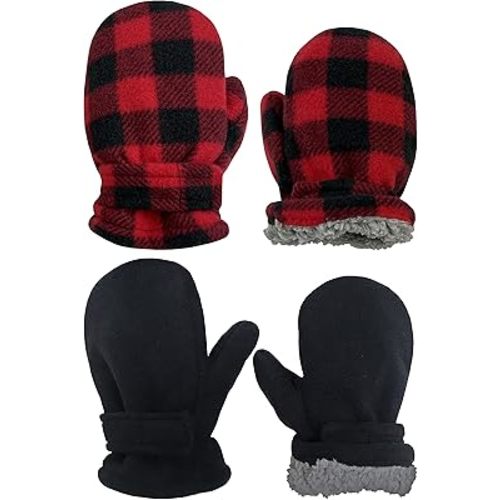 N'Ice Caps Baby Toddler Mittens Kids 2 Pairs Fleece Gloves Winter Warm Sherpa Lined