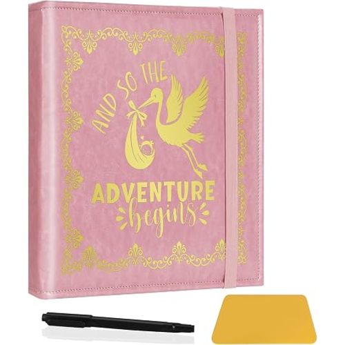 Adventure Baby Memory Leather Photo Album for New Mom(Adventure Pink)