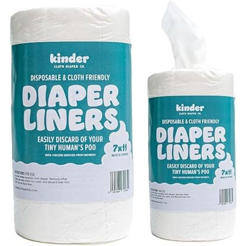Kinder Cloth Diapers Unscented Diaper Liners, Fragrance-Free, Chlorine Free, One Size, 200 Liners (2 Rolls of 100 Sheets)