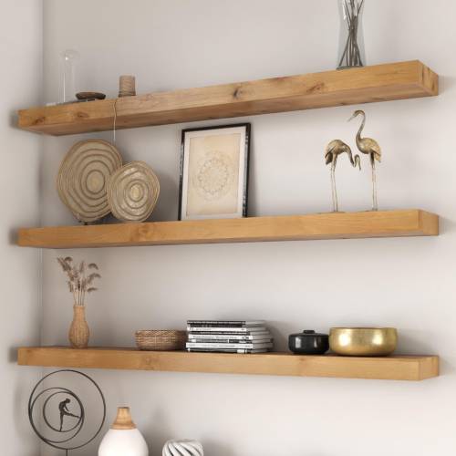 Rustic Alder Floating Shelves, 3” Thick, Modern Farmhouse Shelf, Heavy Duty, Custom Wood Shelf