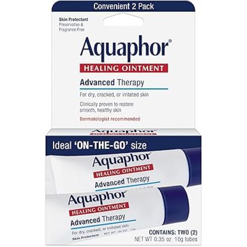 Aquaphor Healing Ointment Advanced Therapy Skin Protectant, Dry Skin Body Moisturizer, 0.35 Oz Tube, Pack of 2