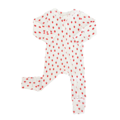White Strawberry / Organic Pointelle 2-Way Zip Romper