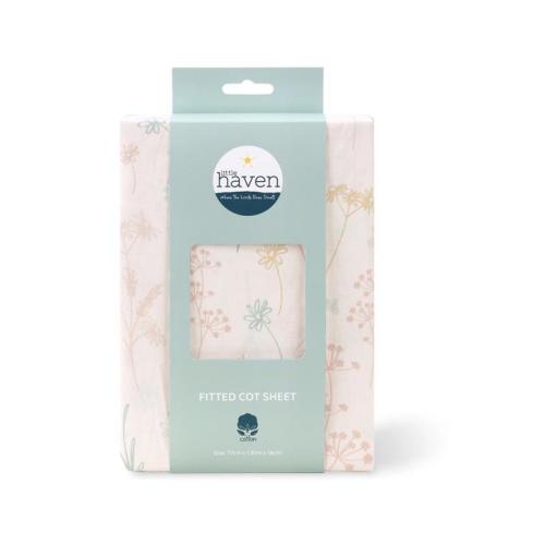Little Haven Cot Fitted Wild Flower Baby Bedding Sheet Cotton Standard Fit - Multi