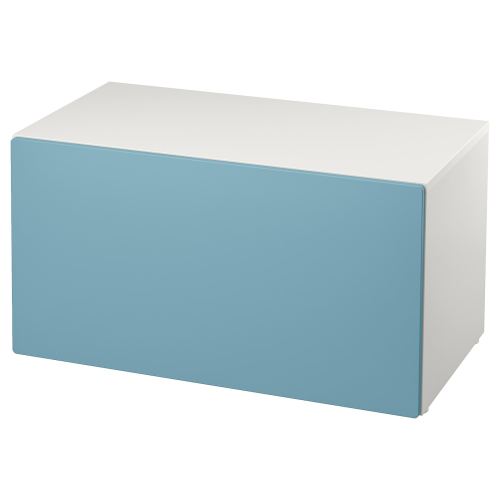 SMÅSTAD Bench with toy storage - white/blue 35 3/8x20 1/2x18 7/8 "