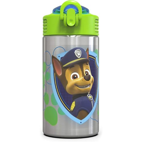Zak Designs Paw Patrol 15.5oz Stainless Steel Kids Water Bottle with Flip-up Straw Spout - BPA Free Durable Design, Paw Patrol Boy SS, Model:PWPI-S734-B-AMZ