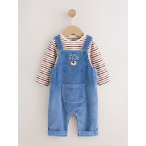 Buy Navy Blue Bear Cord Dungarees and Bodysuit Baby Set (0mths-3yrs) from Next USA
