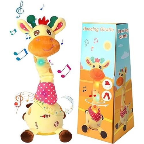 Christmas Dancing Giraffe Toy Stuffed Plush, Cute Interactive Baby Toys - Singing 60 Children Songs, Recording & Repeating, Led Light, Adjustable Volume - Birthday Gift for Toddler, Christmas Giraffe
