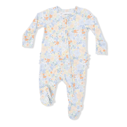 Georgia Floral - 2 Way Ruffle Back Zipper Footie