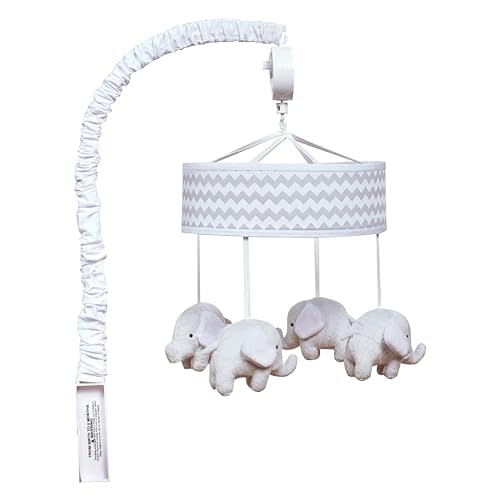 Grey Elephant Crib Mobile - Baby Mobile for Crib - Musical Crib Mobile - Fun Whimsical Musical Mobile for Cribs - Rotating Nursery Mobile for Crib - Baby Crib Mobile for Boys and Girls