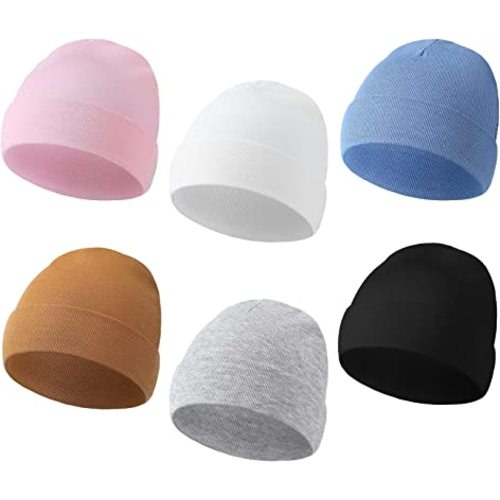 Newcotte 6 Pcs Preemie Baby Hats Cotton Preemie Caps Warm Newborn Beanie Premature Hat for Nicu Premature Baby Boy Girl