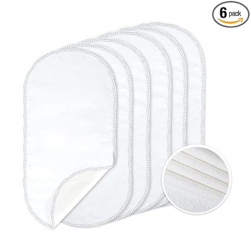 TILLYOU Waterproof Changing Pad Liners 6 Pack, 100% Cotton Reusable Cloth Diaper Liners, White