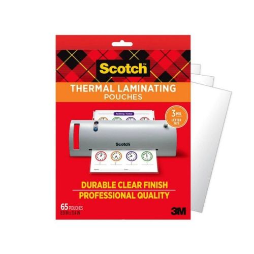 Scotch 65ct 9" x 11" Thermal Laminating Pouches Clear: Laminator Supplies, 8.9" x 11.4", 1.88 lbs, 65 Pack