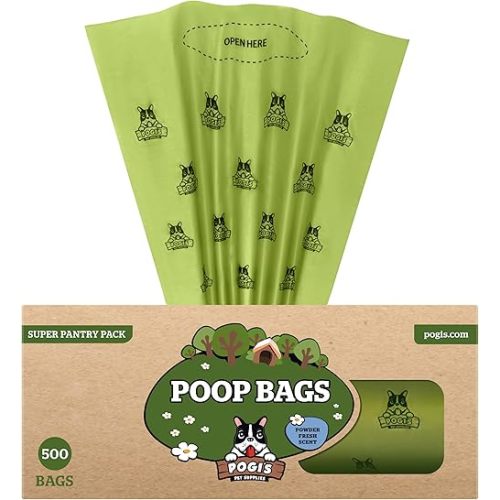 Pogi's Poop Bags – Large, Leak-Proof Dog Waste Bags for Yard or Home Use, Fresh Scent (Single Roll, 500-Count)
