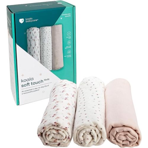 Koala Babycare Organic Muslin Swaddle Blankets for Newborns – GOTS & Oeko-TEX Certified - 3 Pack Soft Cotton Baby Blanket 32 x32 inches - Lightweight, Breathable, and Safe for Boys and Girls