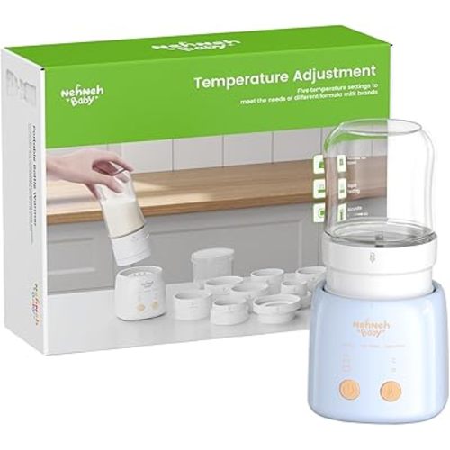 Portable Bottle Warmer On The Go, Includes 9 Brand Adapters, Fast Heating with Precise Temperature Control, Detachable & Leak-Proof Design, Baby Bottle Warmer for Travel - Blue