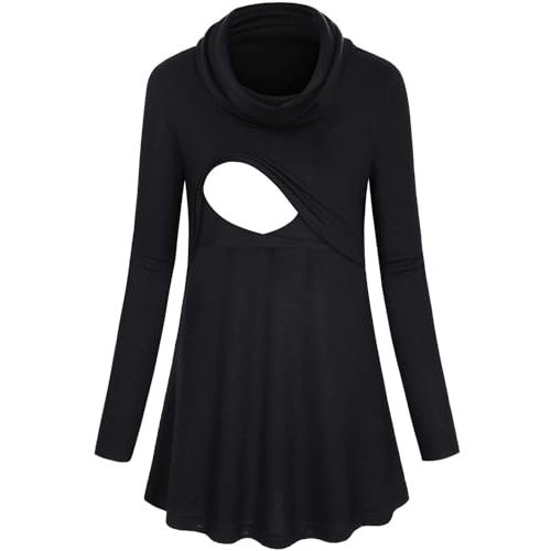 Joymom Maternity Warm Cowl Neck Nursing Sweatshirt Breastfeeding Tunic Tops