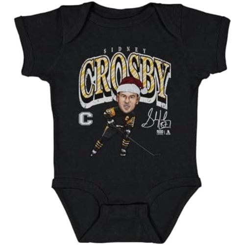 500 LEVEL Sidney Crosby Pittsburgh Cartoon Santa Hat One-Piece Infant Bodysuit