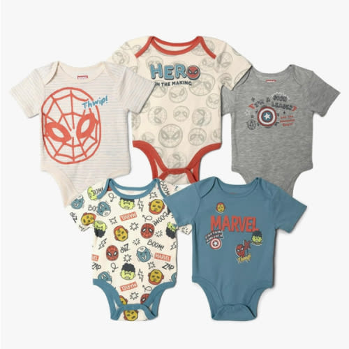 Marvel Avengers Baby 5 Pack Bodysuits Newborn to Infant Sizes (Newborn - 24 Months)