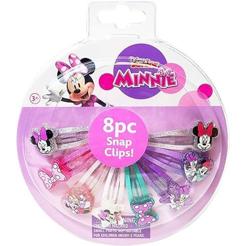 Disney Minnie Kids Hair Clips for Girls Snap Clips 8 Pack Multi Color Ages 3+