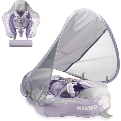 Mambobaby Float Deluxe Baby Pool Float: Safe & Comfortable Swim Trainer for Infants & Toddlers, Non-Inflatable Design, UV Protection Canopy, Fun Water Experience for Ages 3-24 Months