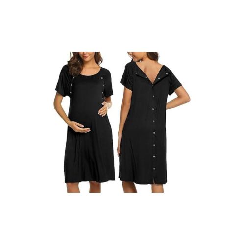 Ekouaer Women’s Nursing/Delivery/Labor/Hospital Nightdress Short Sleeve Maternity Nightgown with Button
