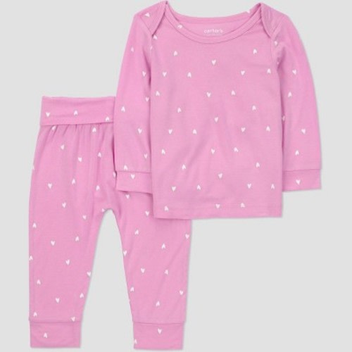 Carter's Just One You® Baby Girls' 2pc Comfy Soft Hearts Set - Pink Hearts 3M