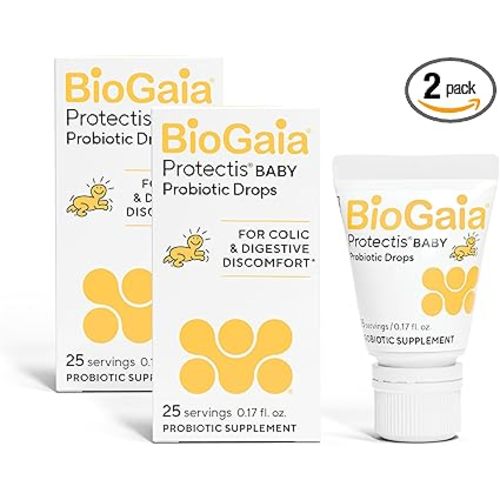 BioGaia Protectis Baby Probiotic Drops | Baby Essentials for Colic & Gas Relief | Safe for Newborns | Ease Crying, Fussing, Colic, Gas, Spit-ups & Constipation | No Dairy, Soy & Gluten | 5mL (2-Pack)