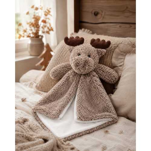 Personalized Moose Lovey Baby Luvster Embroidered Baby Custom Name Cuddle Toy Soft Security Shower Gift Woodland Theme Forest Animals