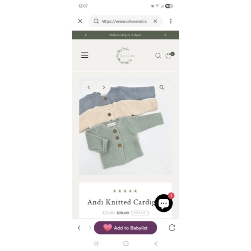 Andi Knitted Cardigan – Olive and Cradle