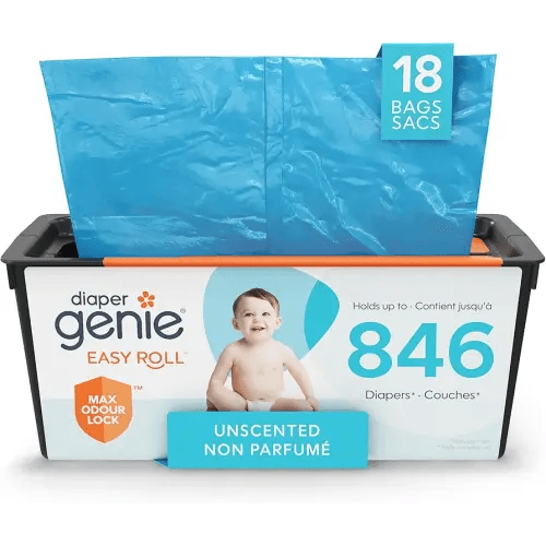 Diaper Genie Easy Roll Refill with 18 Bags - for the Diaper Genie Signature and Platinum pails | Lasts Up to 5 Months or Holds Up to 846 newborn Diapers Per Refill blue 1 Count