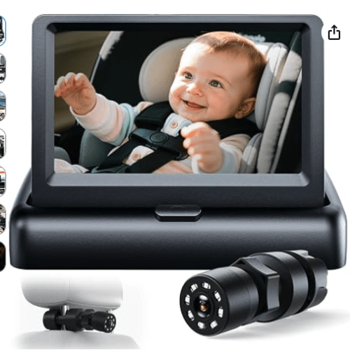 Itomoro 1080P HD Baby Car Camera with Unique Adjustable Mount, Rear-Facing Infant Monitor - 4.3'' Night Vision Anti-Glare Display, 150° Wide-Angle Lens, Easy Install & 360° Rotation for Safety