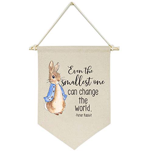 Even the Smallest One Can Change the World -Canvas Hanging Flag Banner Wall Sign Decor Gift for Baby Kids Girl Boy Nursery Teen Room Front Door
