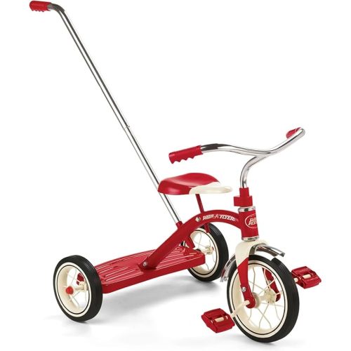 Radio Flyer Beginner Classic Steel Framed Tricycle with Removable Push Handle