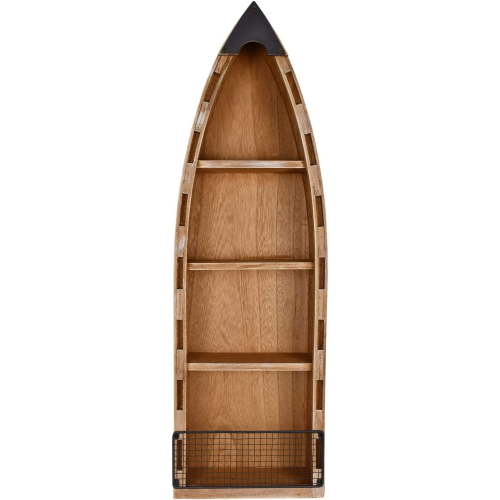 Aecipl Solid Wood Boat Shelf Decorative Nautical Wall Decor Beach Themed Bookcase Large Wooden 4-Tier Display Shelves for Home Kitchen Bedroom Living Room (31.5" H)