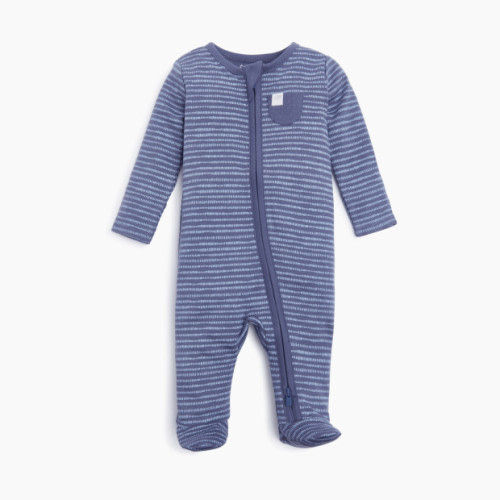 Tiny Kind Printed Organic Zip Up Footie - Dash Stripe, Newborn